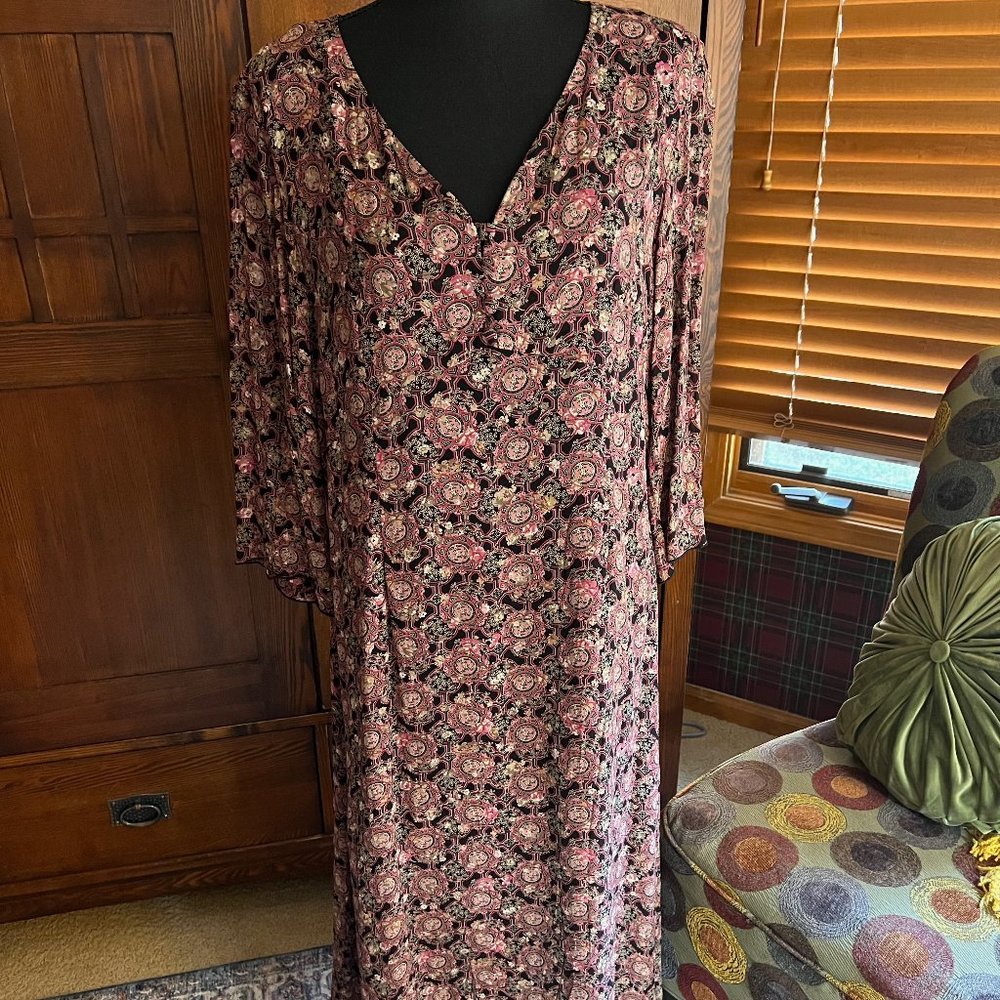 J.Jill Long Sleeve Print Midi Dress Size 14